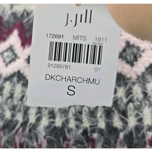 J Jill Dress Womens Small Gray Purple Sweater Midi Maxi Fair Isle Nordic Long - Picture 11 of 13
